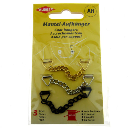 Coat Hanger Chains 3 Pieces Per Card by Kleiber Mantel Aufhanger Sew On - ThreadandTrimmings