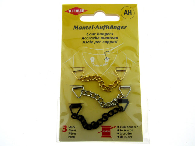 Coat Hanger Chains 3 Pieces Per Card by Kleiber Mantel Aufhanger Sew On - ThreadandTrimmings