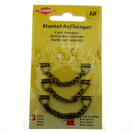 Coat Hanger Chains 3 Pieces Per Card by Kleiber Mantel Aufhanger Sew On - ThreadandTrimmings