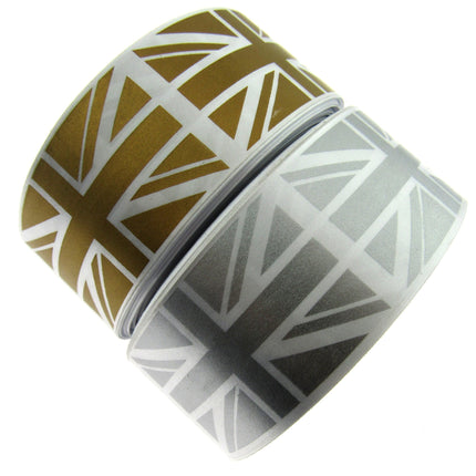 ** 3m x UNION JACK RIBBON GOLD or SILVER - 38mm - ThreadandTrimmings