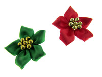 Poinsettia Bows with Metallic Gold Beads - Christmas Bottle Green & Red Bows