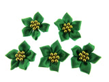 Poinsettia Bows with Metallic Gold Beads - Christmas Bottle Green & Red Bows
