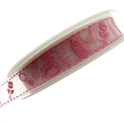 ** 15mm ORGANZA BABY RIBBON - PINK or BLUE - ThreadandTrimmings