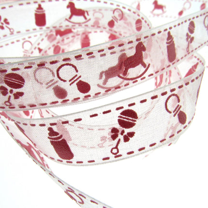 ** 15mm ORGANZA BABY RIBBON - PINK or BLUE - ThreadandTrimmings