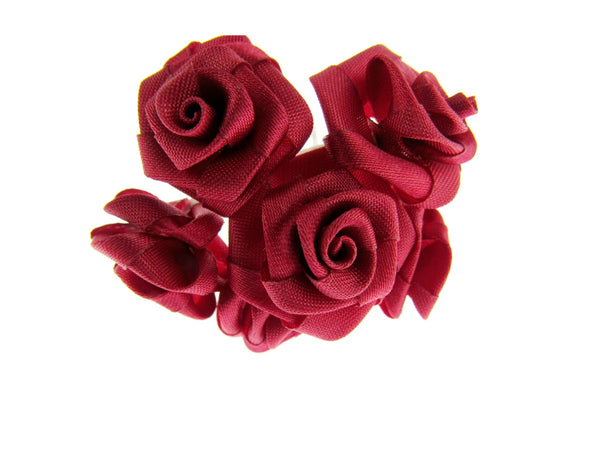 Red Ribbon Roses with Wire Stems - 66 Roses - 11 Bunches x 6 Roses