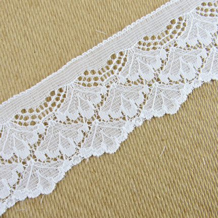 White Scalloped Flat Lace - 48mm Wide - Made in Nottingham UK - 3 Meters - 6394
