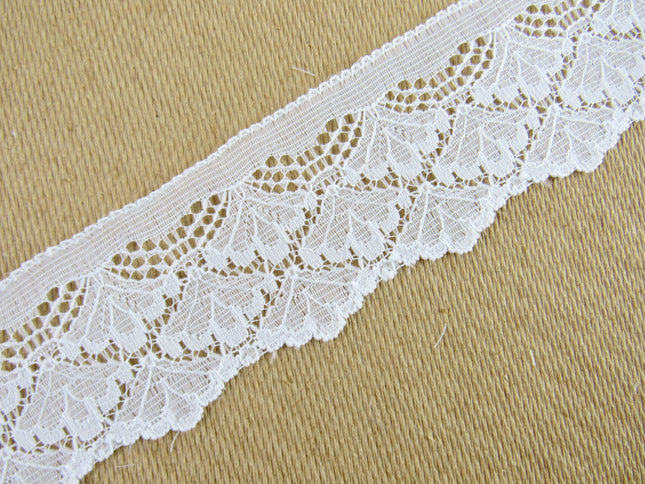 White Scalloped Flat Lace - 48mm Wide - Made in Nottingham UK - 3 Meters - 6394