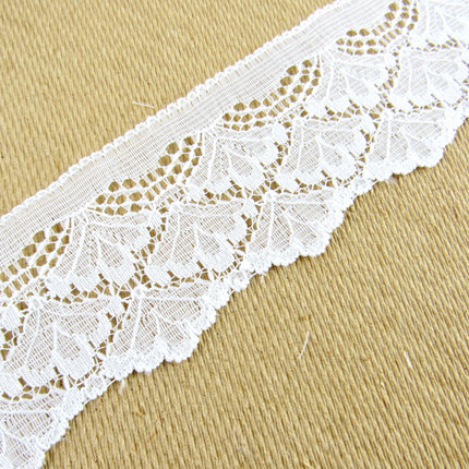 White Scalloped Flat Lace - 48mm Wide - Made in Nottingham UK - 3 Meters - 6394