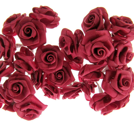 Red Ribbon Roses with Wire Stems - 144 Roses - 12 Bunches x 12 Roses 1.2cm Rose