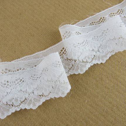 White Scalloped Flat Lace - 48mm Wide - Made in Nottingham UK - 3 Meters - 6394