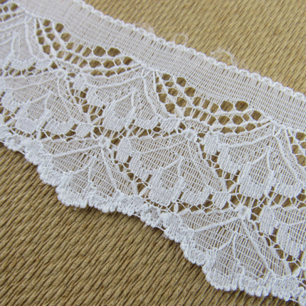 White Scalloped Flat Lace - 48mm Wide - Made in Nottingham UK - 3 Meters - 6394