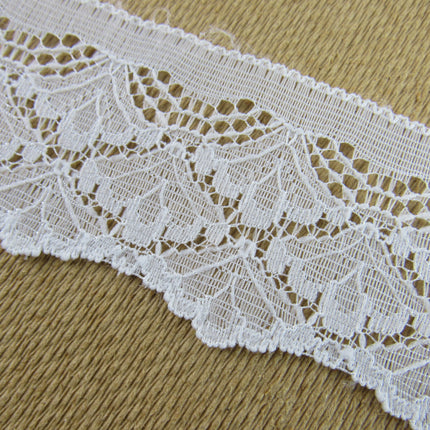 White Scalloped Flat Lace - 48mm Wide - Made in Nottingham UK - 3 Meters - 6394