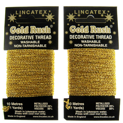 Decorative Metallic Glitter Embroidery Thread - 2 x 10m Packs (20m) - Lincatex