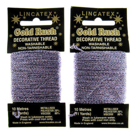 Decorative Metallic Glitter Embroidery Thread - 2 x 10m Packs (20m) - Lincatex