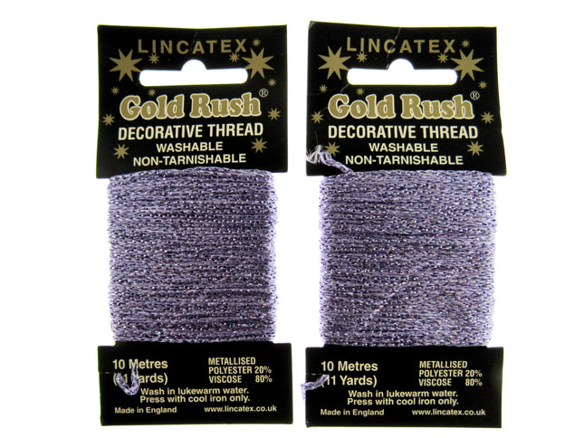 Decorative Metallic Glitter Embroidery Thread - 2 x 10m Packs (20m) - Lincatex