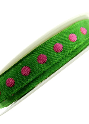 Bright Funky Narrow Ribbon with Woven Contrasting Spot - 10mm -5m or 20m Lengths - ThreadandTrimmings