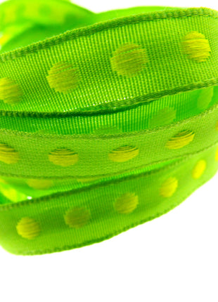 Bright Funky Narrow Ribbon with Woven Contrasting Spot - 10mm -5m or 20m Lengths - ThreadandTrimmings