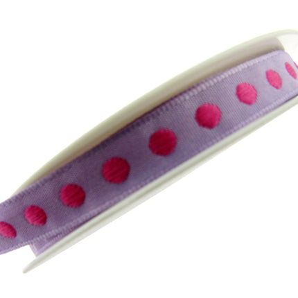 Bright Funky Narrow Ribbon with Woven Contrasting Spot - 10mm -5m or 20m Lengths - ThreadandTrimmings