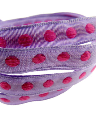 Bright Funky Narrow Ribbon with Woven Contrasting Spot - 10mm -5m or 20m Lengths - ThreadandTrimmings