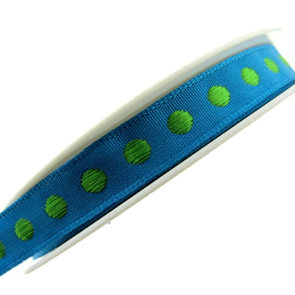 Bright Funky Narrow Ribbon with Woven Contrasting Spot - 10mm -5m or 20m Lengths - ThreadandTrimmings
