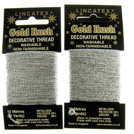 Decorative Metallic Glitter Embroidery Thread - 2 x 10m Packs (20m) - Lincatex