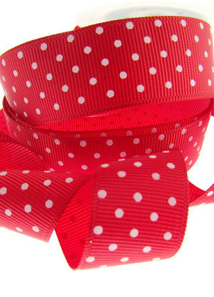 Polka Dot Grosgrain Ribbon Spotty Ribbon 12 Great Colours 22mm Wide 53759 - ThreadandTrimmings