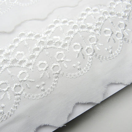 White Cotton Broderie Anglaise with Scalloped Edge x 3m 50mm Wide Flat Lace 1874