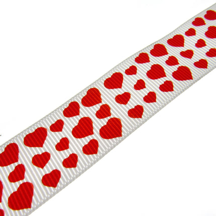 3m x 22mm Valentines Ribbon with Red Hearts