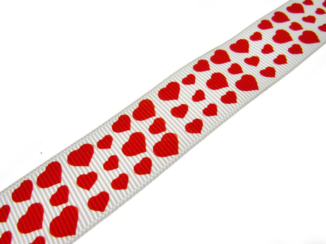3m x 22mm Valentines Ribbon with Red Hearts