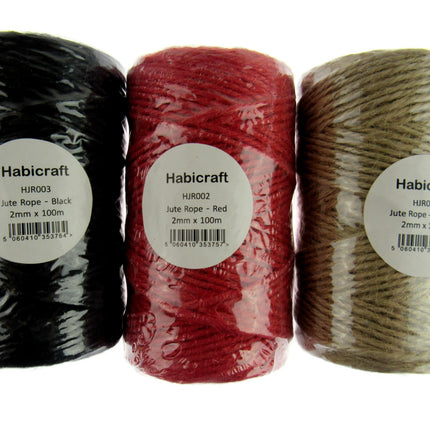 Natural Jute Rope Twine in 3 Colours 2mm Wide Choice of Pack Length - - ThreadandTrimmings