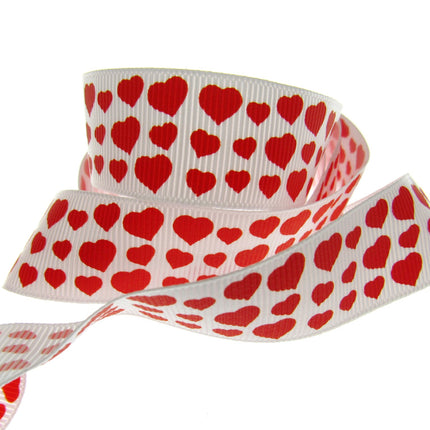 3m x 22mm Valentines Ribbon with Red Hearts