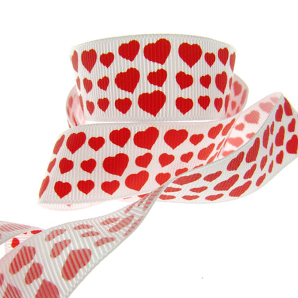 3m x 22mm Valentines Ribbon with Red Hearts