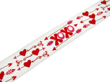 3m x 22mm Valentines Ribbon with Cupid Arrow, Love Hearts OXOX