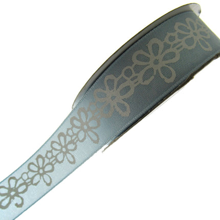 3 Meters x Spring Daisy Cotton Ribbon - 25mm Wide - Printed Daisy Chain - 55022
