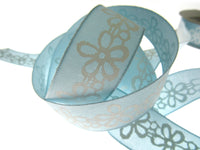 3 Meters x Spring Daisy Cotton Ribbon - 25mm Wide - Printed Daisy Chain - 55022