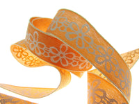 3 Meters x Spring Daisy Cotton Ribbon - 25mm Wide - Printed Daisy Chain - 55022