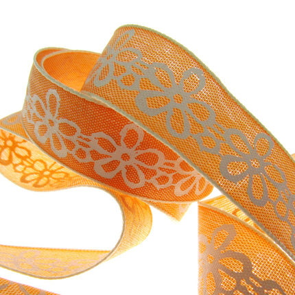 3 Meters x Spring Daisy Cotton Ribbon - 25mm Wide - Printed Daisy Chain - 55022