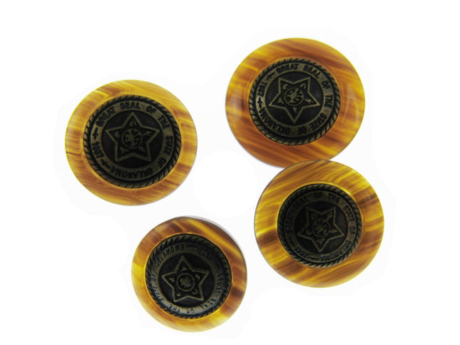 Round Brown Pentagon Star Buttons For Leather Jackets Coats with Wire Shank CP69