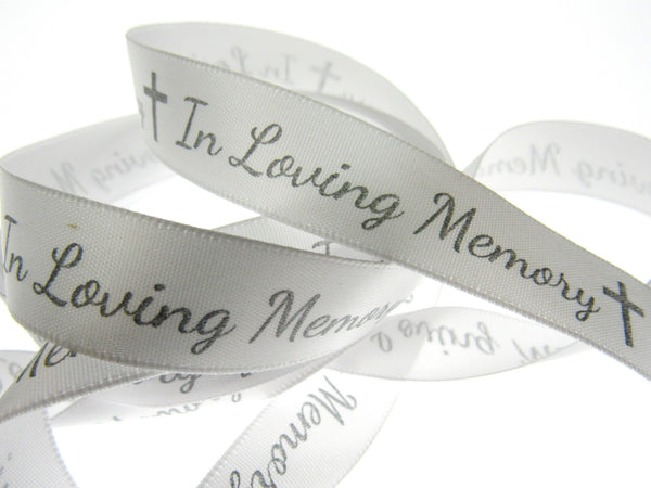 White Memorial Ribbon  In Loving Memory Ribbon