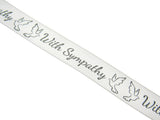 With Sympathy Ribbon - 3m Printed Single Sided White Satin Ribbon With Doves