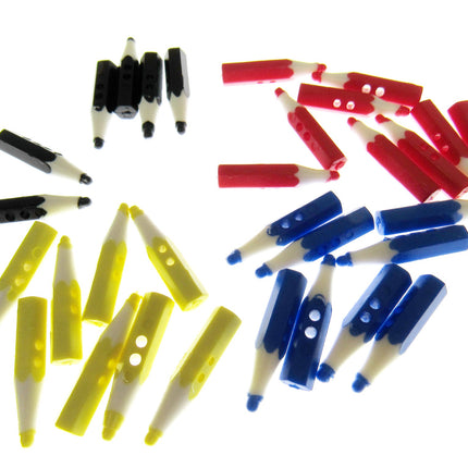 Crayon Pencil Buttons - Choose From 4 Colours - 25mm Long - ThreadandTrimmings