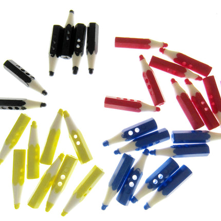 Crayon Pencil Buttons - Choose From 4 Colours - 25mm Long - ThreadandTrimmings