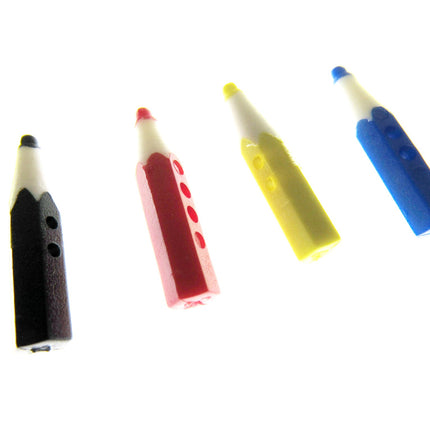 Crayon Pencil Buttons - Choose From 4 Colours - 25mm Long - ThreadandTrimmings