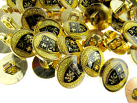 Round Gold Button - Black Shield -Lion & Crown -15mm -99 Shank Buttons Clearance