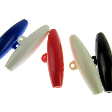 Large Toggle Buttons - 38mm Long - 6 Pack - 6 Colours - Clearance - ThreadandTrimmings