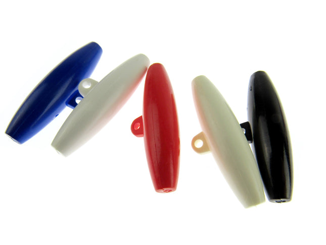 Large Toggle Buttons - 38mm Long - 6 Pack - 6 Colours - Clearance - ThreadandTrimmings