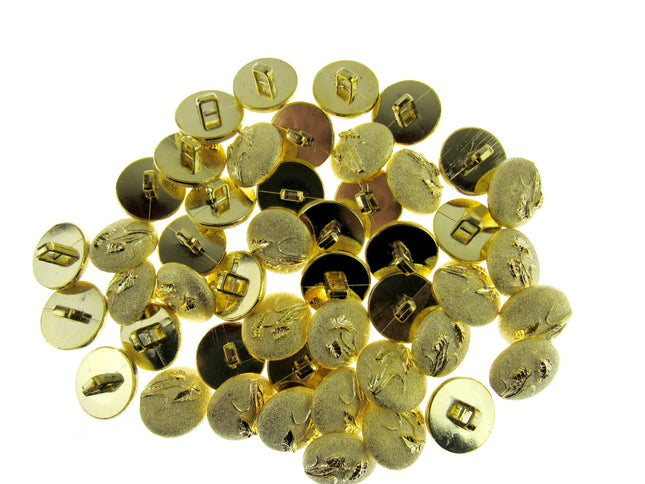 Round Gold Etched Plastic Shank Button with Embossed Flower -18mm -146 Clearance - ThreadandTrimmings