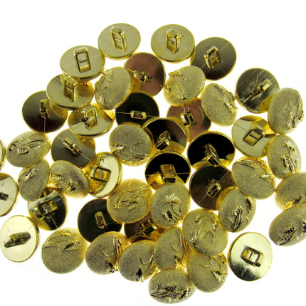 Round Gold Etched Plastic Shank Button with Embossed Flower -18mm -146 Clearance - ThreadandTrimmings