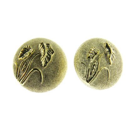Round Gold Etched Plastic Shank Button with Embossed Flower -18mm -146 Clearance - ThreadandTrimmings