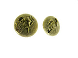 Round Gold Etched Plastic Shank Button with Embossed Flower -18mm -146 Clearance
